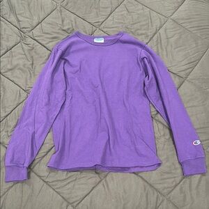Champion Purple Long Sleeve Tee with Ribbed Cuffs